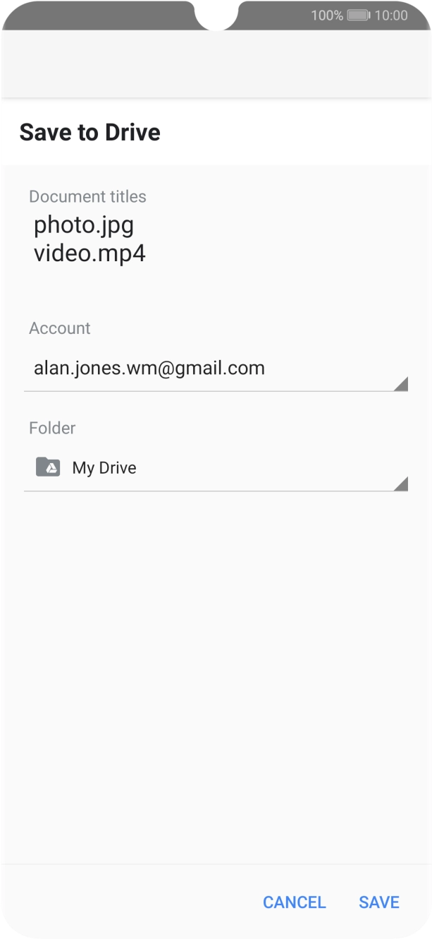 Press the field below 'Folder'.