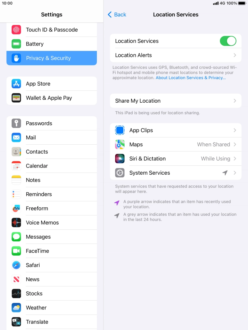 Press the required application. Press the required application.
