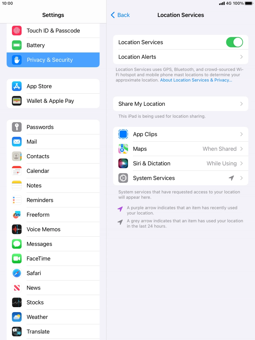 Press the required application. Press the required application.