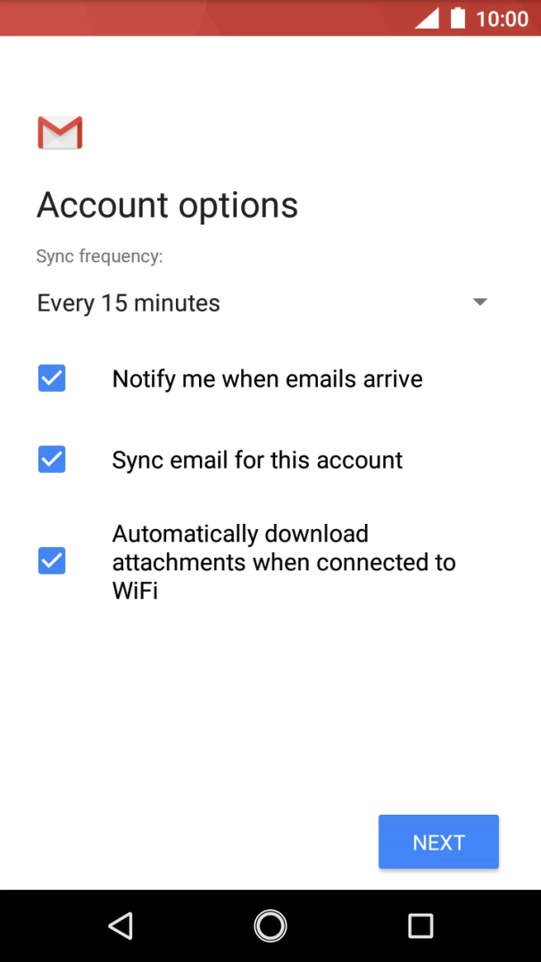If this screen is displayed, you email account has been recognised and set up automatically. Follow the instructions on the screen to key in more information and finish setting up your phone.