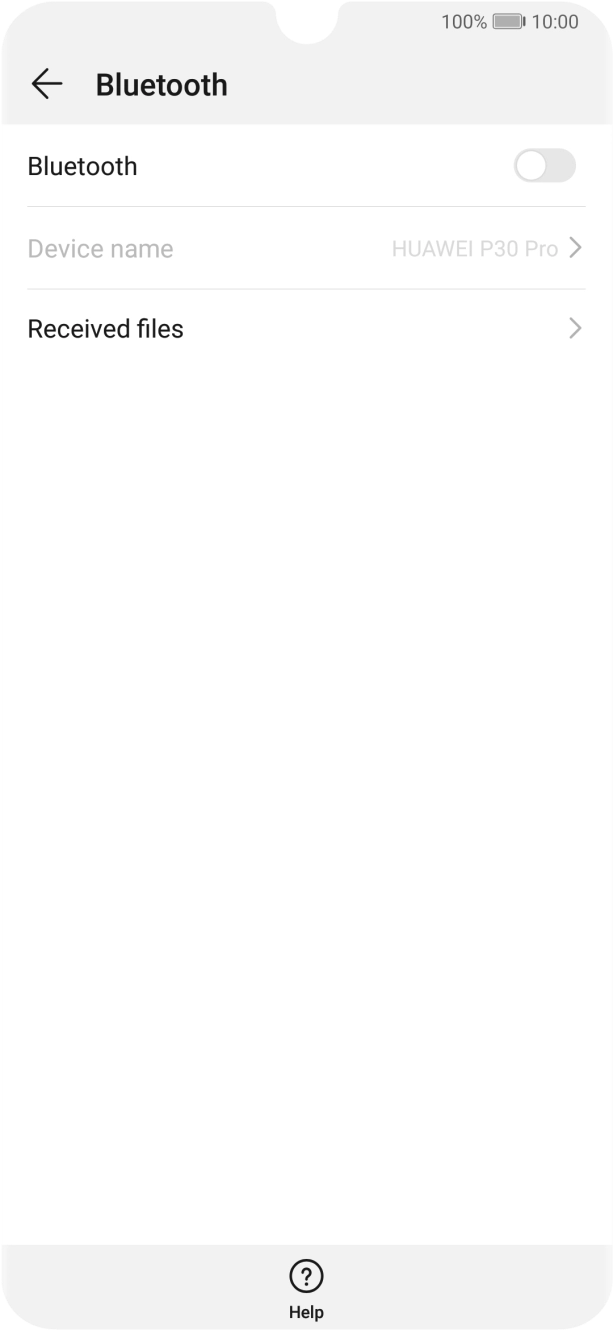 Press the indicator next to 'Bluetooth' to turn on the function.