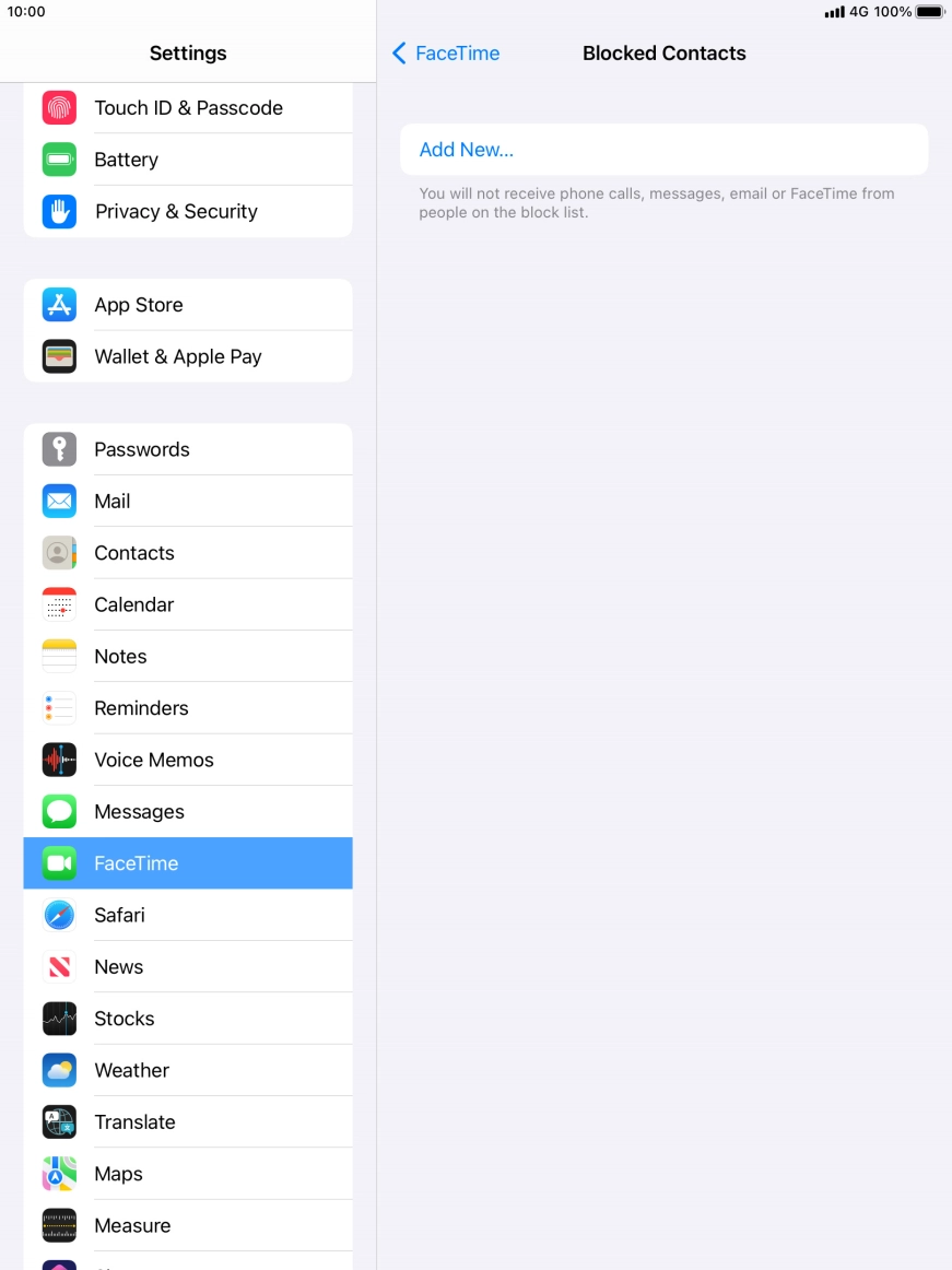 Press Add New... and follow the instructions on the screen to block a contact.