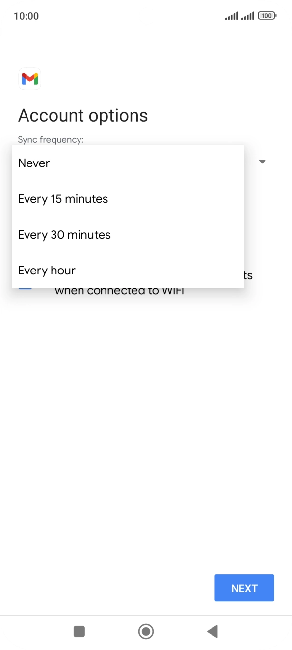 Press the required setting. Press the required setting.