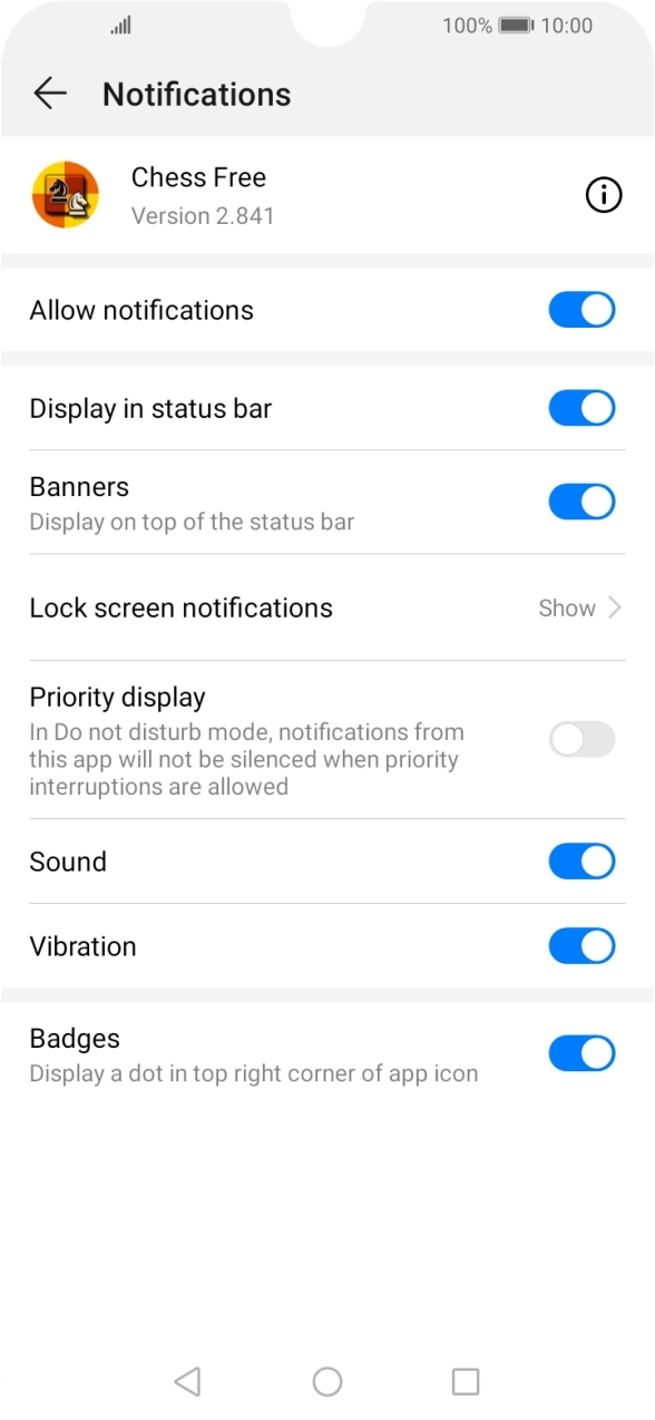 Press the indicator next to 'Allow notifications' to turn the function on or off.