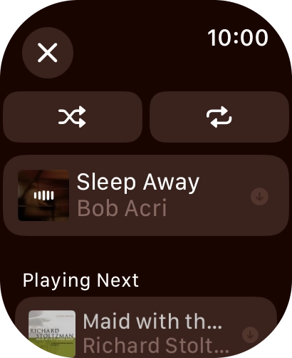 Press the shuffle icon to turn the function on or off. Press the shuffle icon to turn the function on or off.