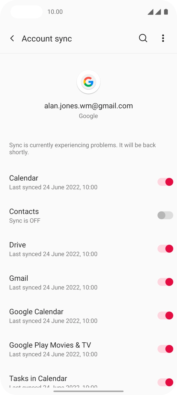 Press the indicator next to 'Contacts' to turn on the function.