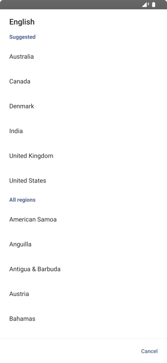 Press the required country.