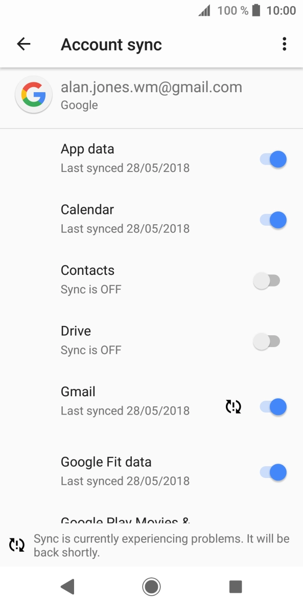 Press the indicator next to 'Contacts' to copy contacts.
