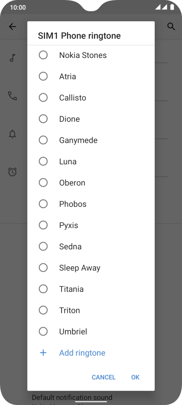 Press the required ring tones to hear them.