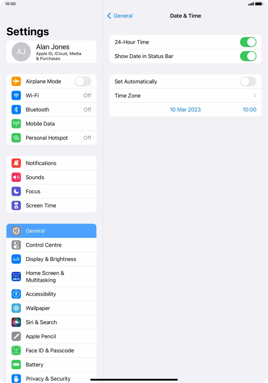 Press the indicator next to 'Set Automatically' to turn on the function.