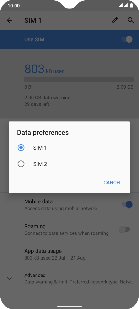 Press the required SIM.