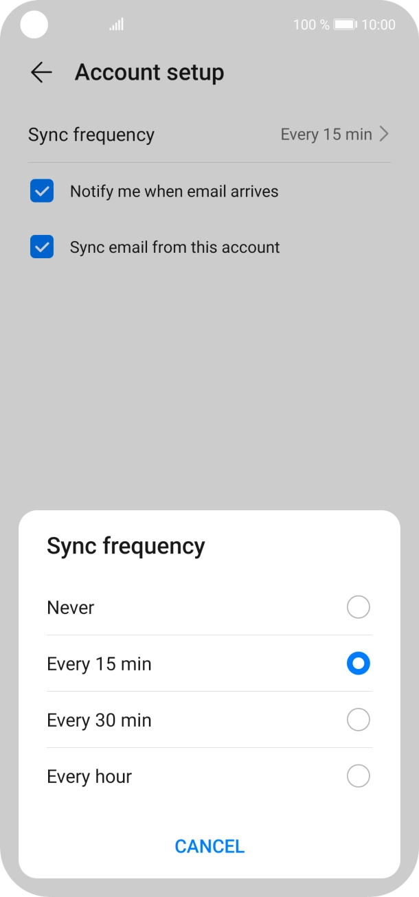 Press the required setting. Press the required setting.