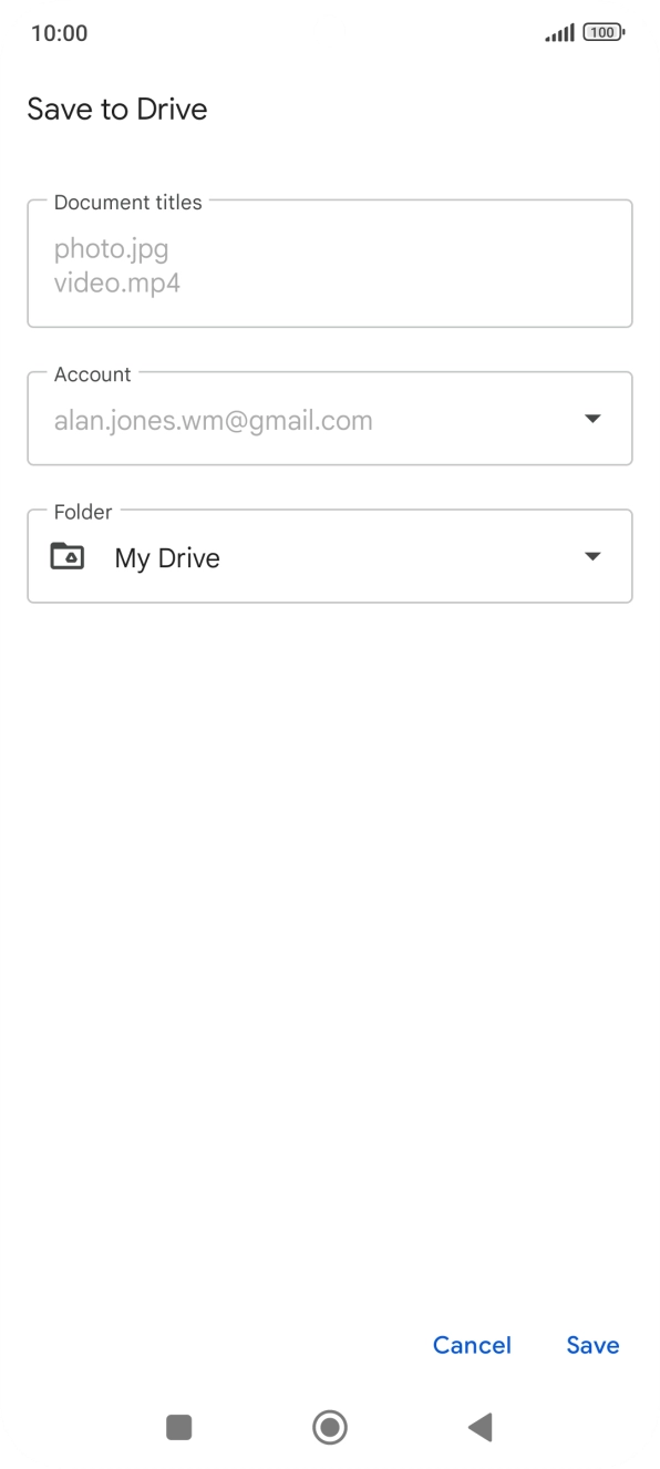 Press the field below 'Folder' and go to the required folder.