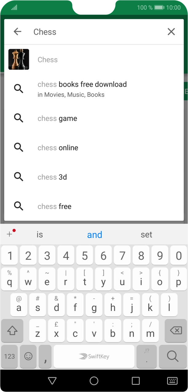 Key in the name or subject of the required app and press the search icon.
