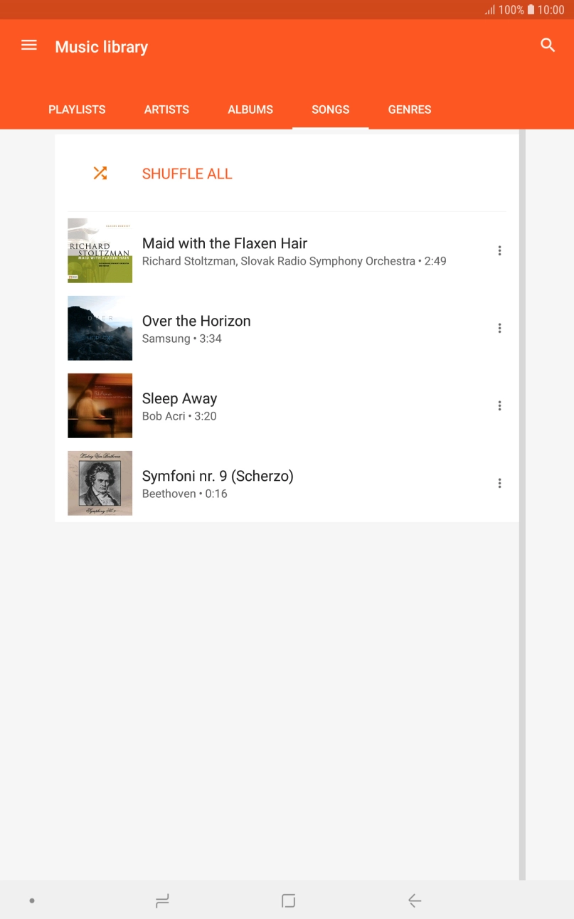 Press the required audio file. Press the required audio file.