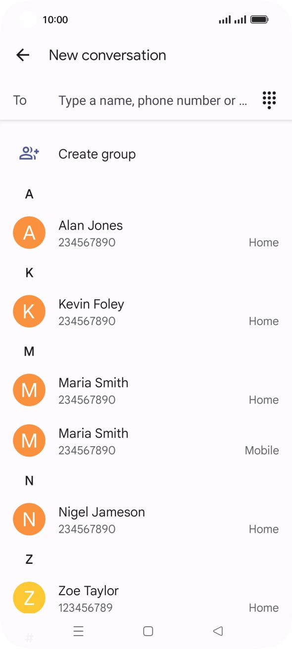 Press the search field and key in the first letters of the recipient's name. Press the search field and key in the first letters of the recipient's name.