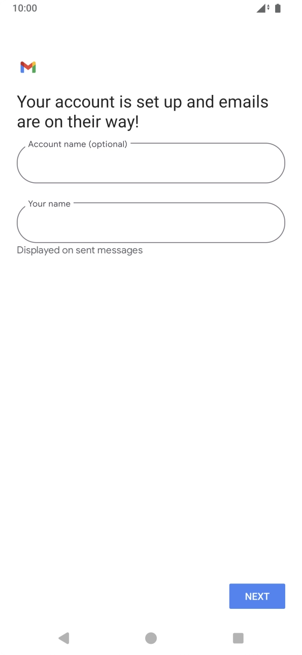 Press the field below 'Account name (optional)' and key in the required name. Press the field below 'Account name (optional)' and key in the required name.