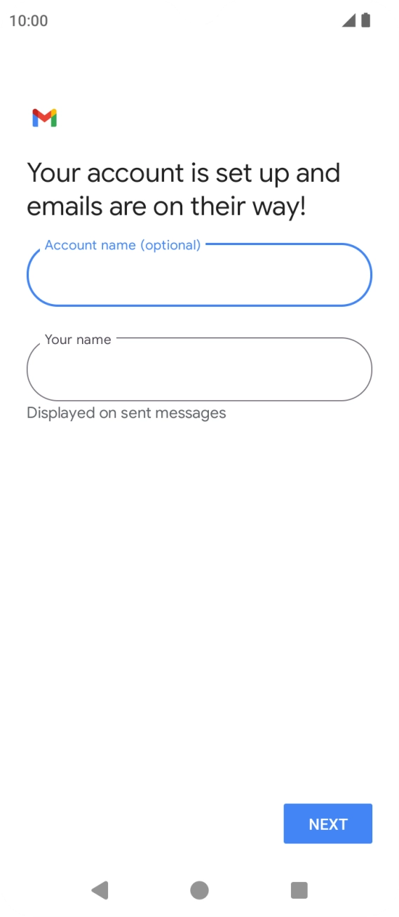 Press the field below 'Your name' and key in the required sender name.