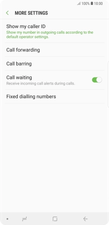 Press the indicator next to 'Call waiting' to turn the function on or off.