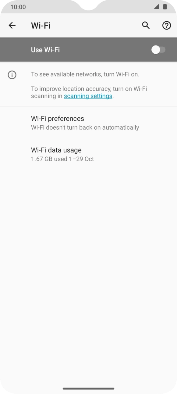Press the indicator next to 'Use Wi-Fi' to turn on the function.