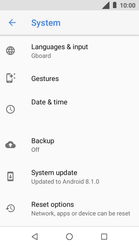 Press Reset options.