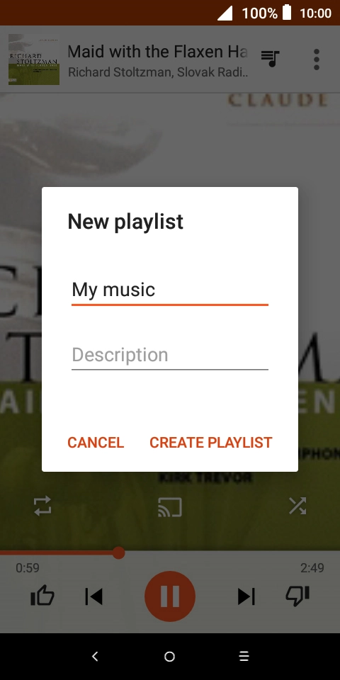 Key in a name for the playlist and press CREATE PLAYLIST.