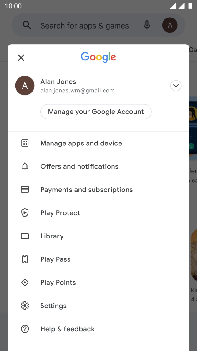 Press Manage apps and device.