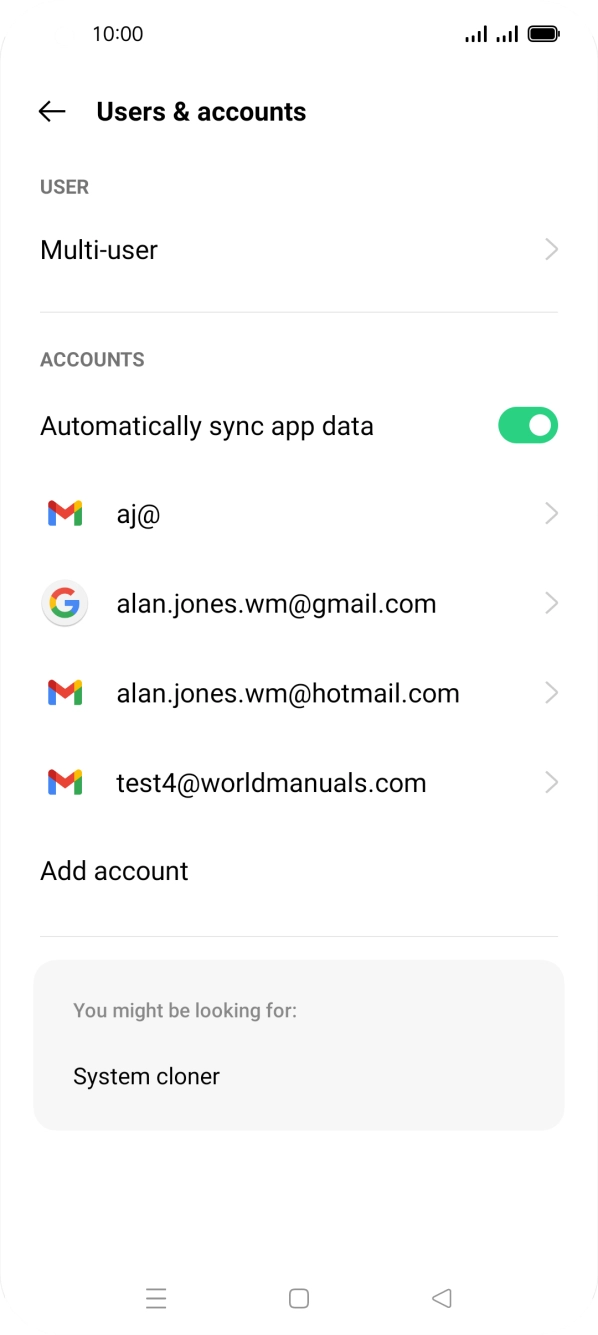 Press the indicator next to 'Automatically sync app data' to turn the function on or off.