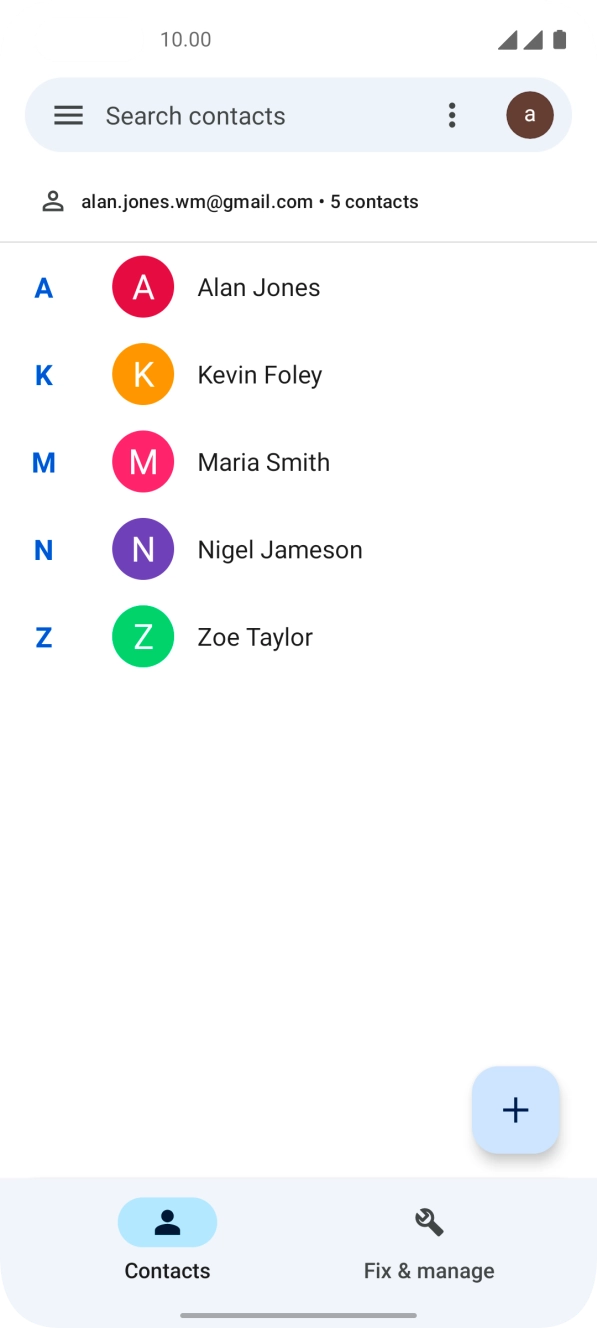 Press the required contact.