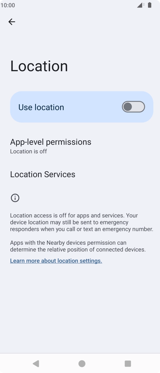 Press the indicator next to 'Use location' to turn the function on or off. Press the indicator next to 'Use location' to turn the function on or off.