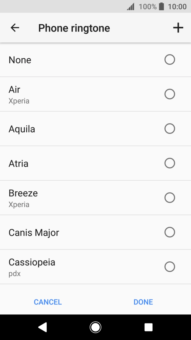 Press the add ring tone icon and go to the required ring tone.