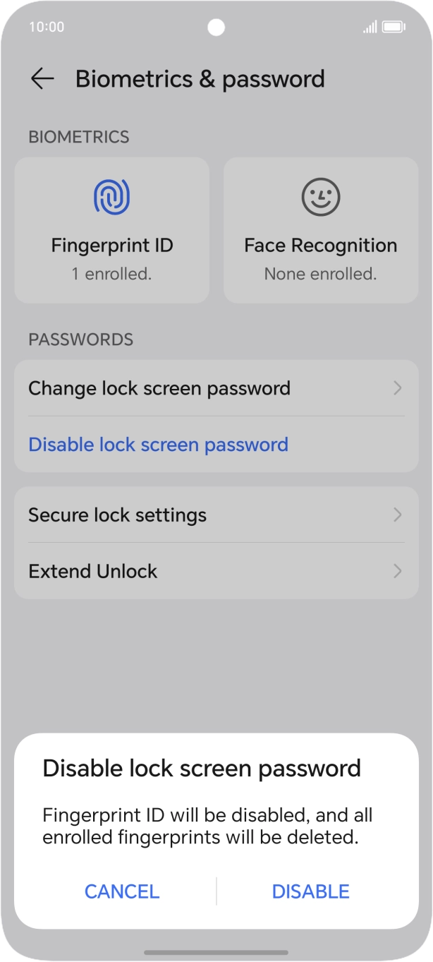 Press DISABLE. Press DISABLE.