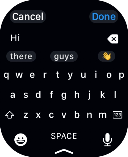 Press the microphone icon and record the message.
