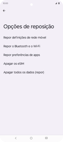 Prima Repor definições de rede móvel.