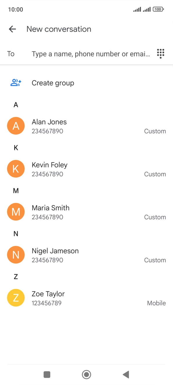 Press the field next to 'To' and key in the first letters of the recipient's name. Press the field next to 'To' and key in the first letters of the recipient's name.