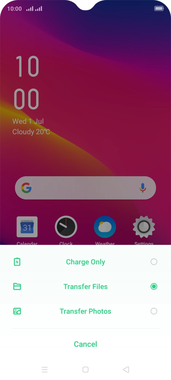 Press Transfer Files.