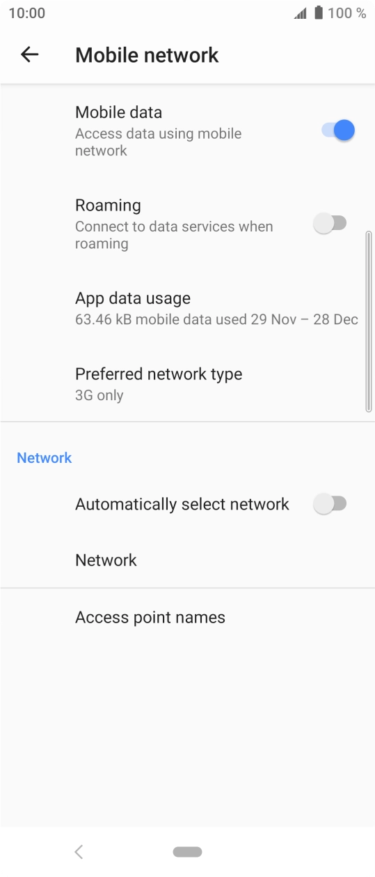 Press the indicator next to 'Automatically select network' to turn on the function. Press the indicator next to 'Automatically select network' to turn on the function.