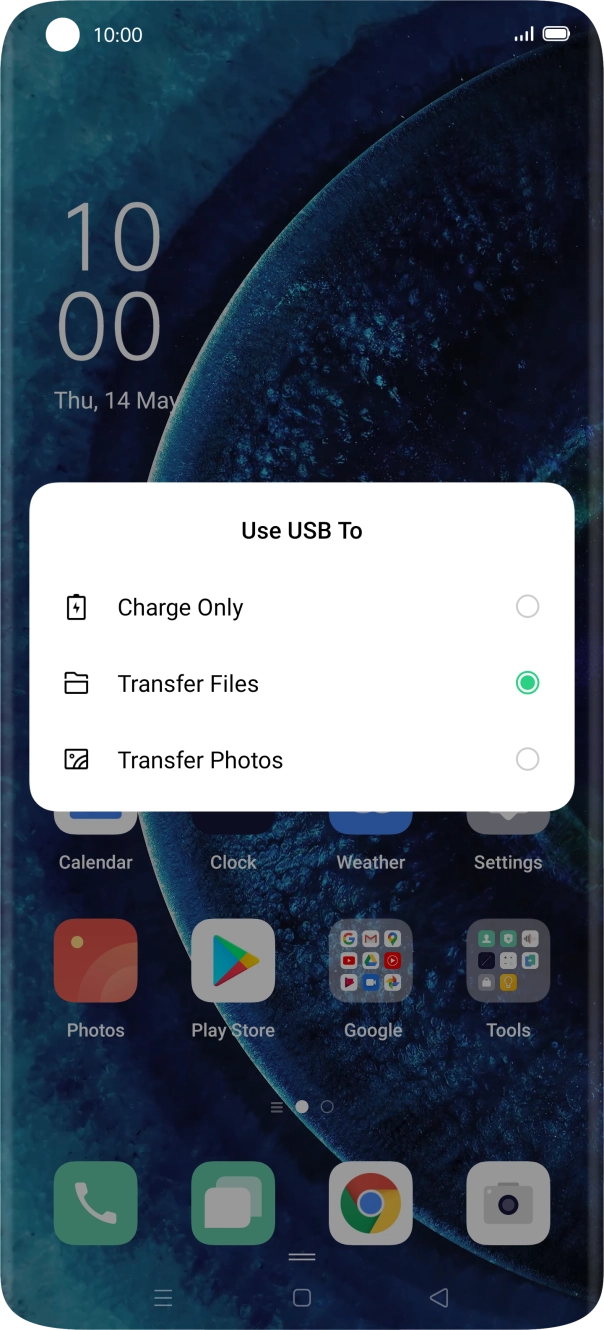 Press Transfer Files. Press Transfer Files.