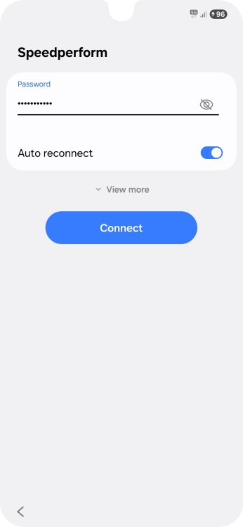 Key in the password for the WiFi network and press Connect.