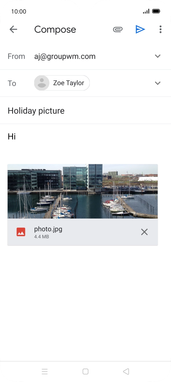 Press the send icon when you've finished your email. Press the send icon when you've finished your email.