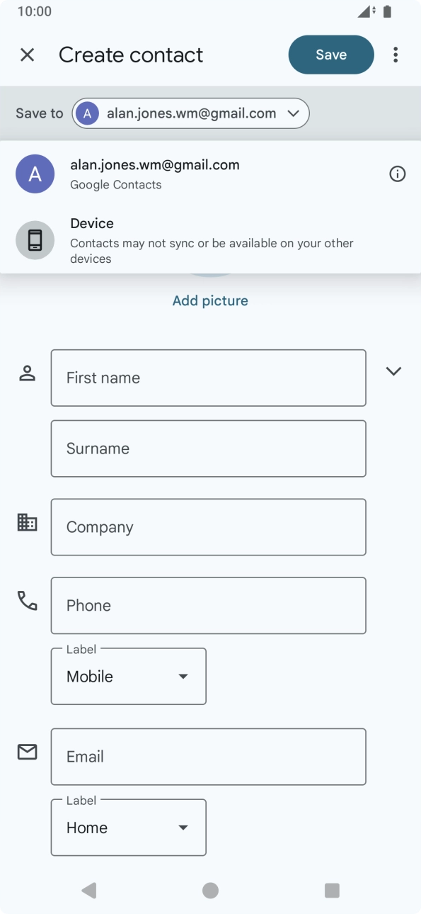 Press the required Google account.
