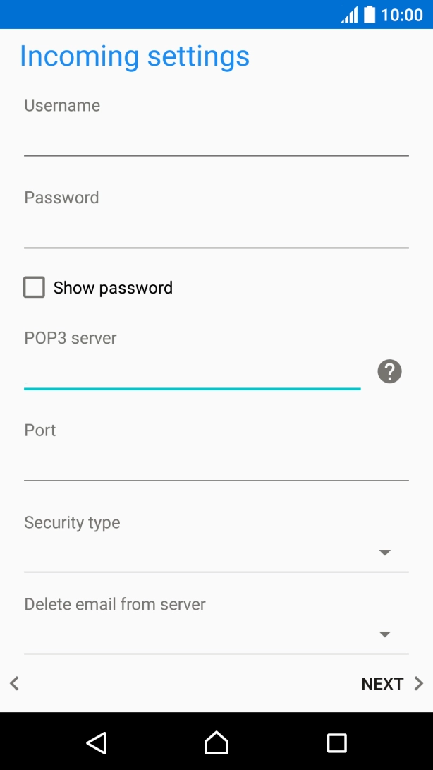 Press the field below 'Port' and key in 110.