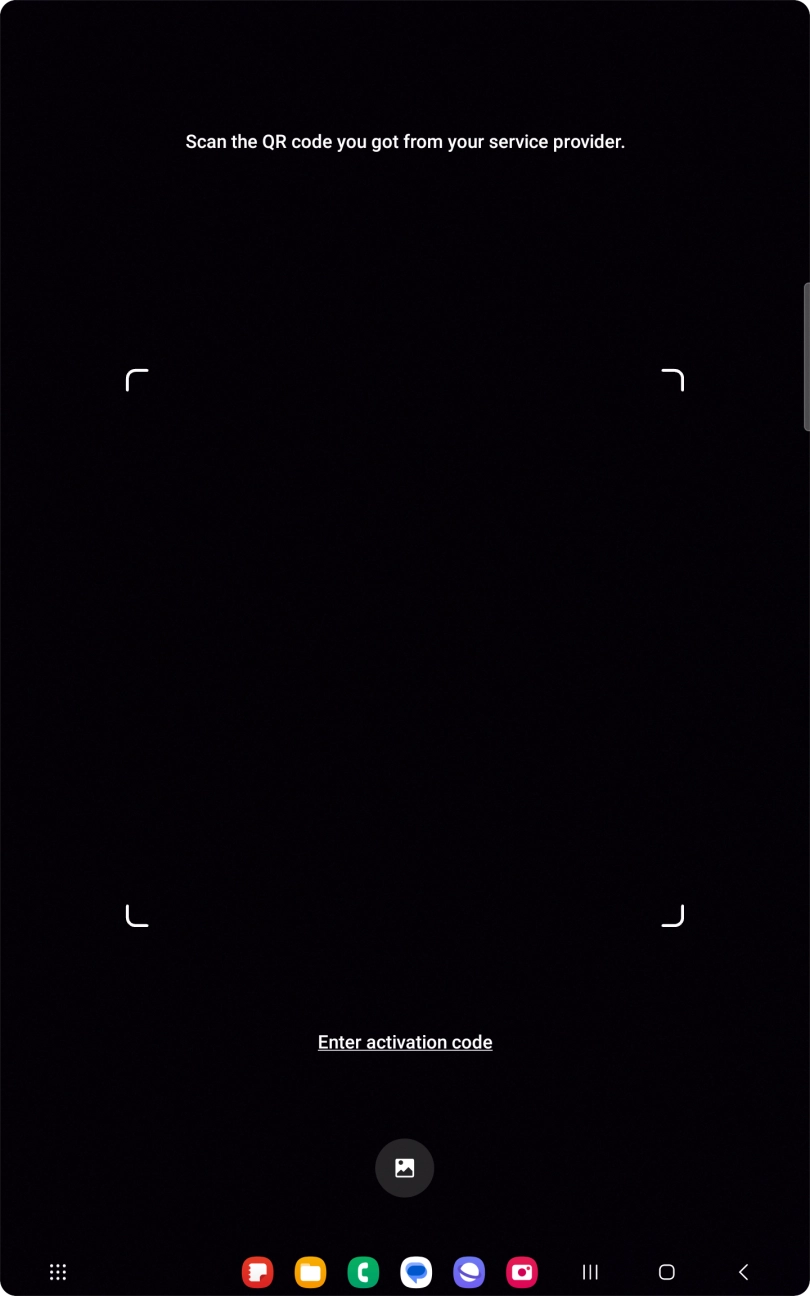 Place the QR code you've received inside the tablet camera frame to scan the code.