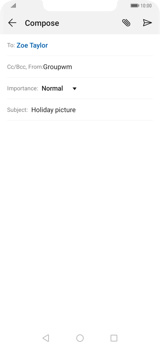 Press the text input field and write the text for your email.