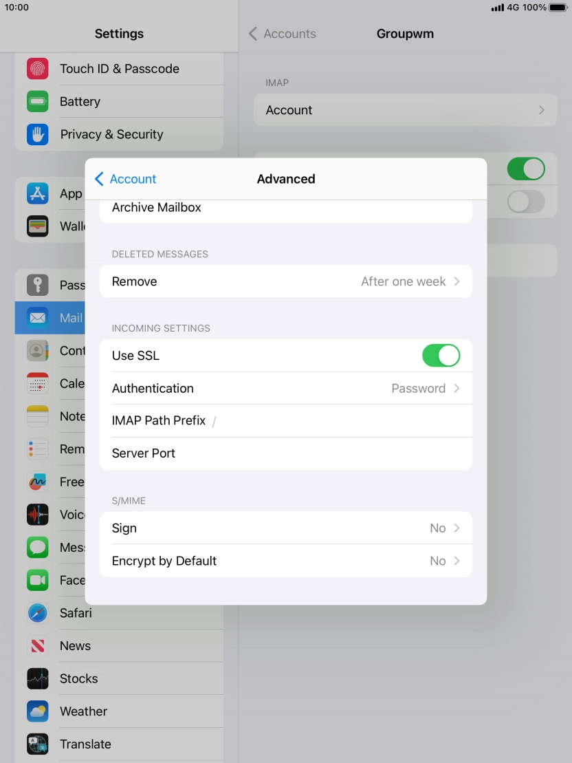 Press the indicator next to 'Use SSL' to turn off the function. Press the indicator next to 'Use SSL' to turn off the function.