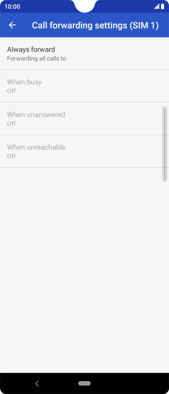 Press the required divert type.
