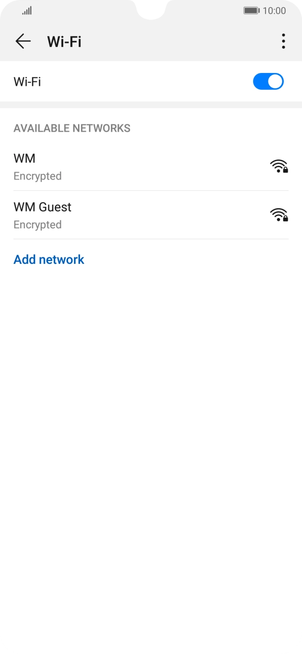 Press the required WiFi network. Press the required WiFi network.