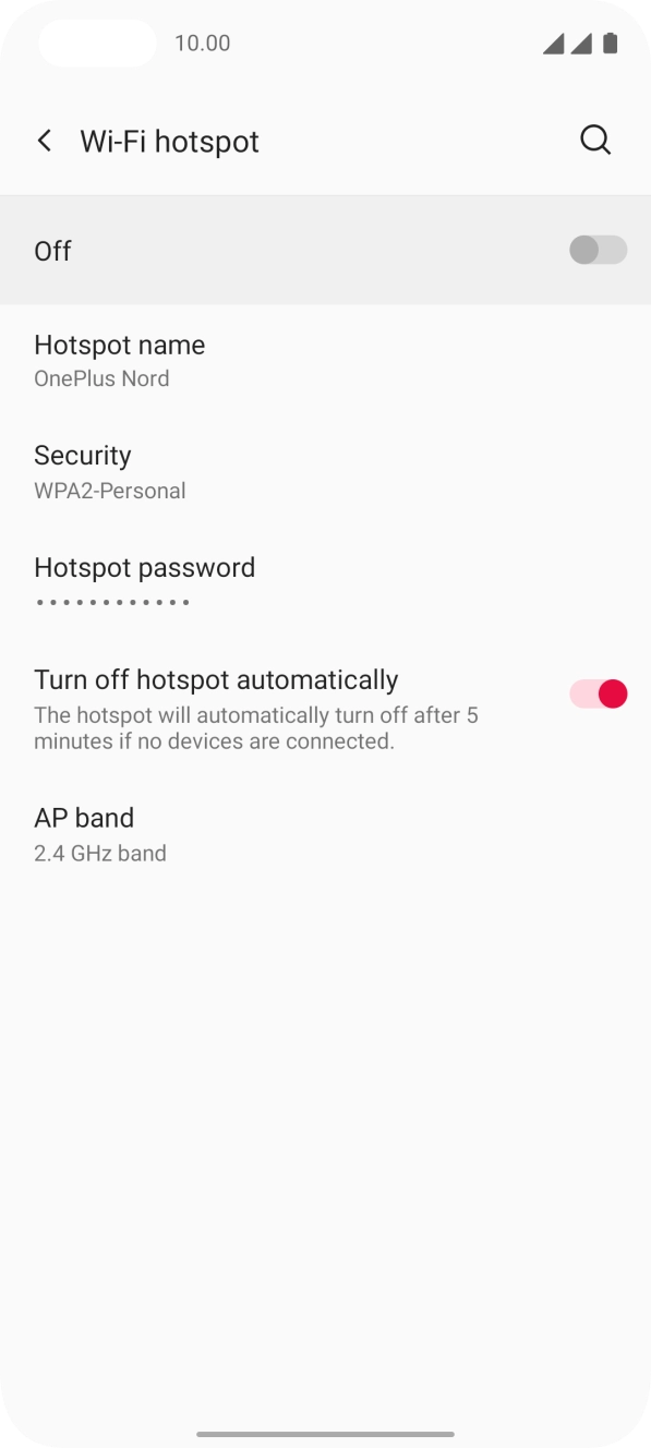 Press Hotspot name and key in the required name for the WiFi hotspot. Press Hotspot name and key in the required name for the WiFi hotspot.