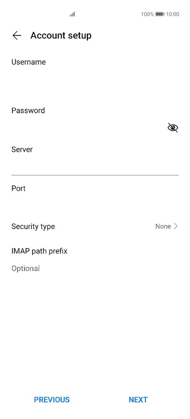 Press the field below 'Port' and key in 143. Press the field below 'Port' and key in 143.