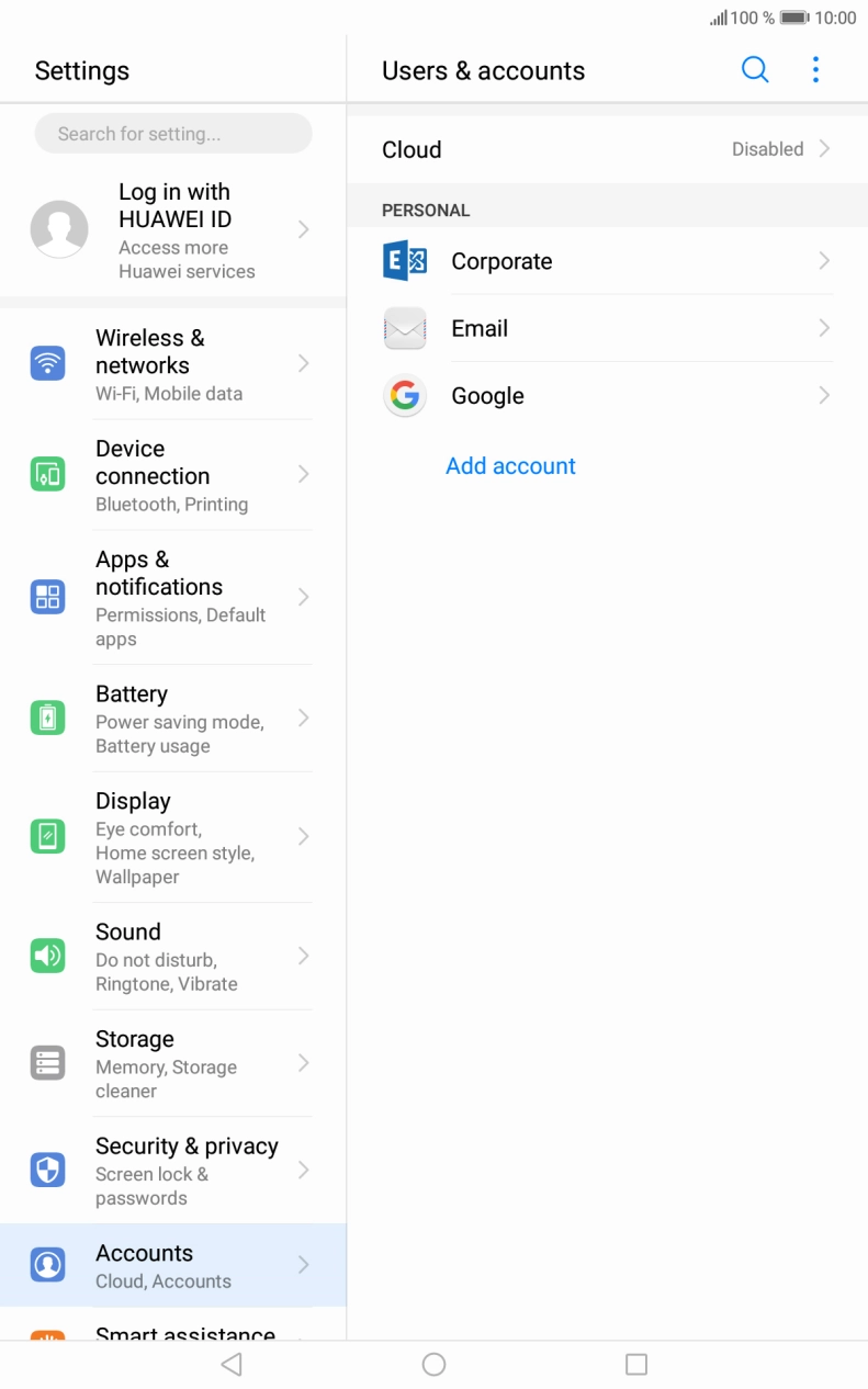 Press the required account.